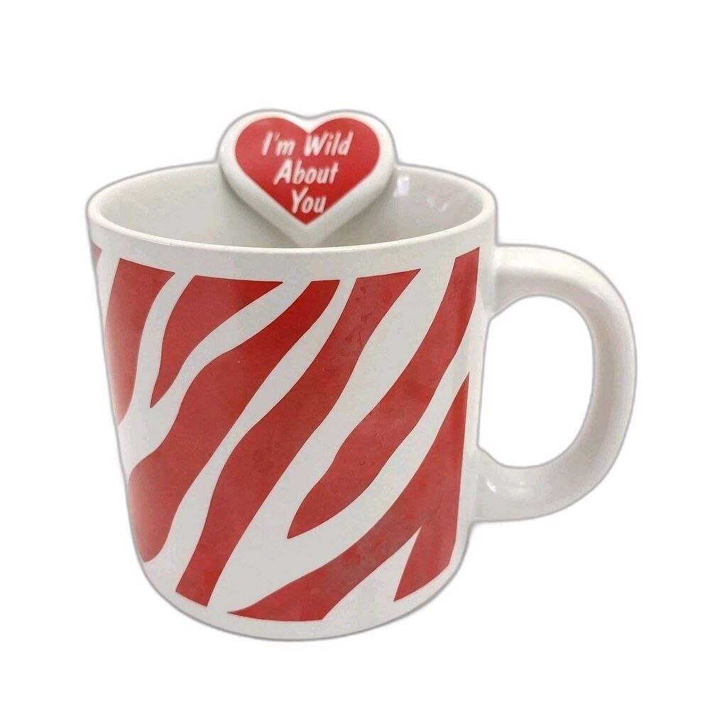 Russ Coffee Mug Red Zebra Striped With Heart #8710 #B077